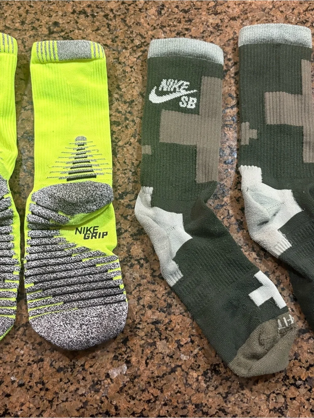 Nike Men’s Crew Socks in Volt (Neon) and Olive